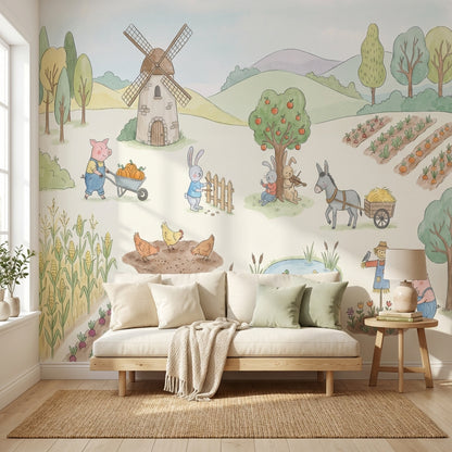 Çiftlik Hayvanlı Poster Duvar Kağıdı Pastel Çocuk Odası