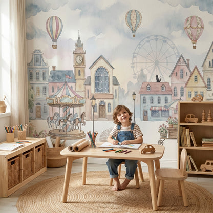 Balonlu Lunapark Şehir Poster Duvar Kağıdı Bebek Odası