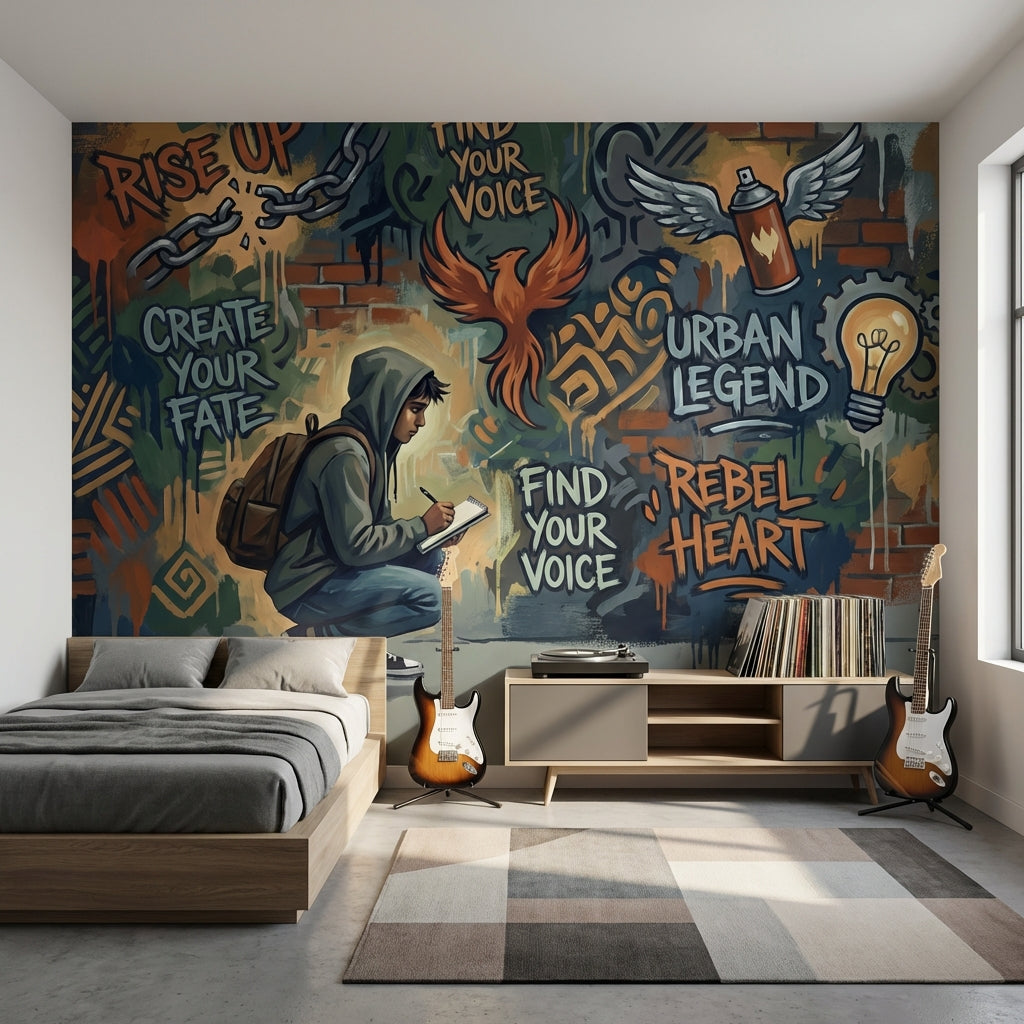 Sokak Sanatı Graffiti Poster Duvar Kağıdı Genç Odası Turuncu