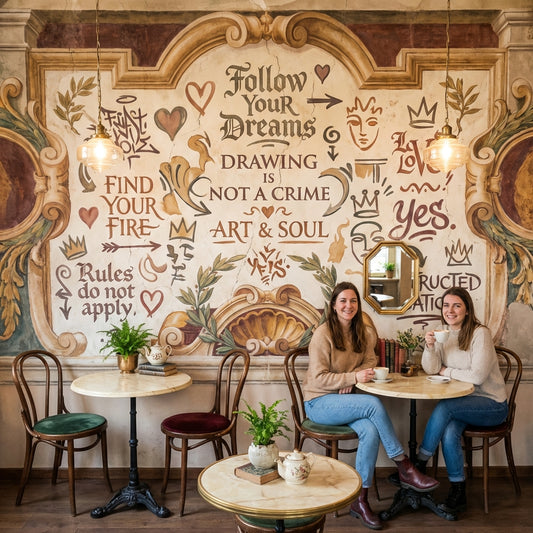 Tipografik Yazı Desenli Poster Duvar Kağıdı Kafe Duvar Dekoru