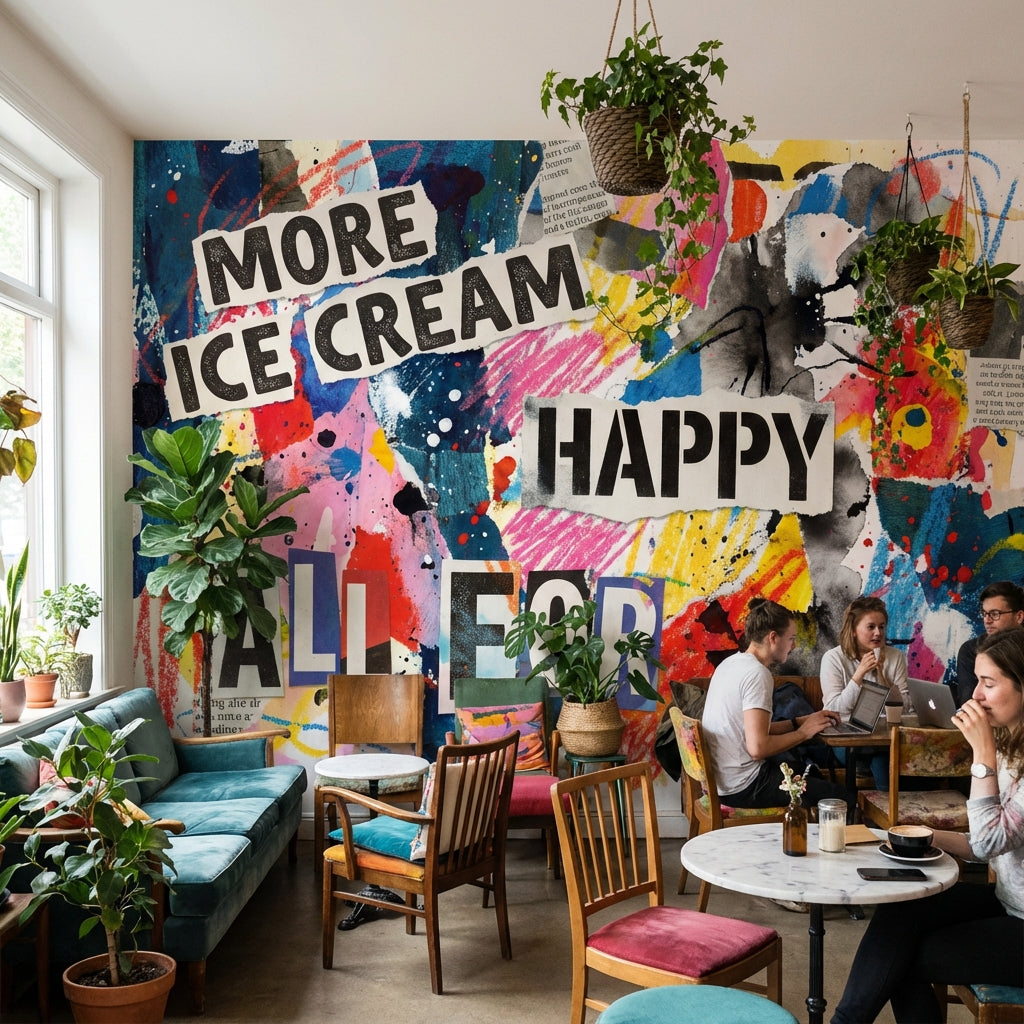 Renkli Grafiti Yazılı Poster Duvar Kağıdı Modern Genç Odası