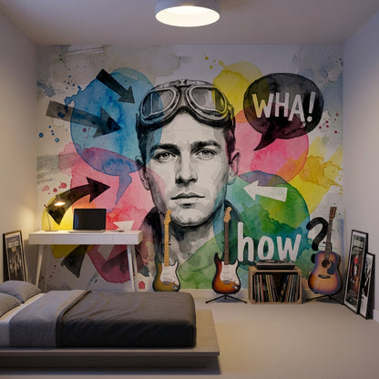 Pop Art Portre Poster Duvar Kağıdı Renkli Yazılı Genç Odası