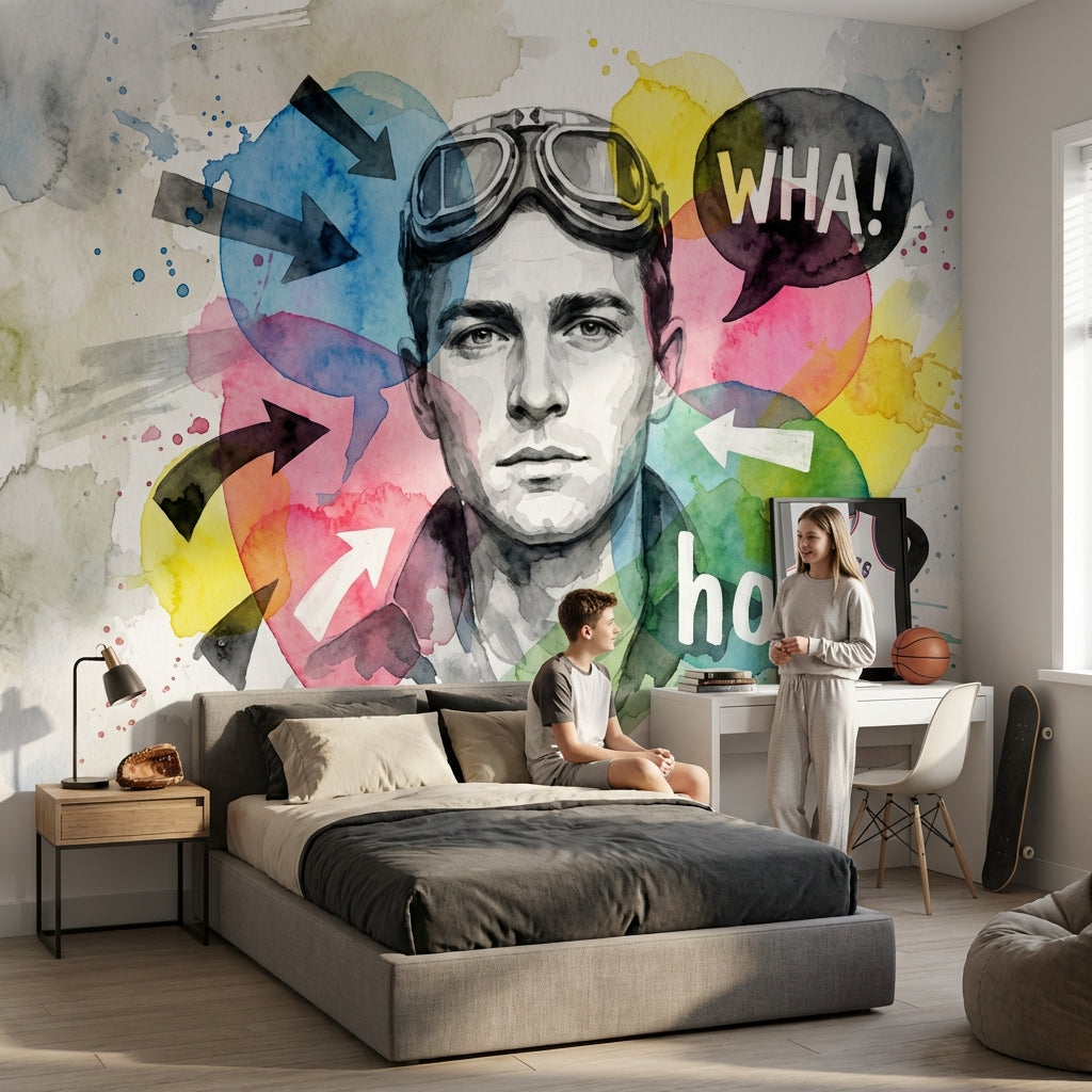 Pop Art Portre Poster Duvar Kağıdı Renkli Yazılı Genç Odası