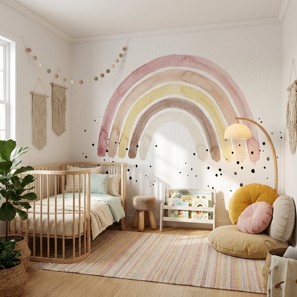 Pastel Gökkuşağı Poster Duvar Kağıdı Çocuk Odası Duvar Dekoru