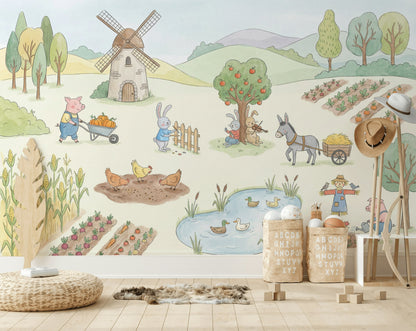 Çiftlik Hayvanlı Poster Duvar Kağıdı Pastel Çocuk Odası