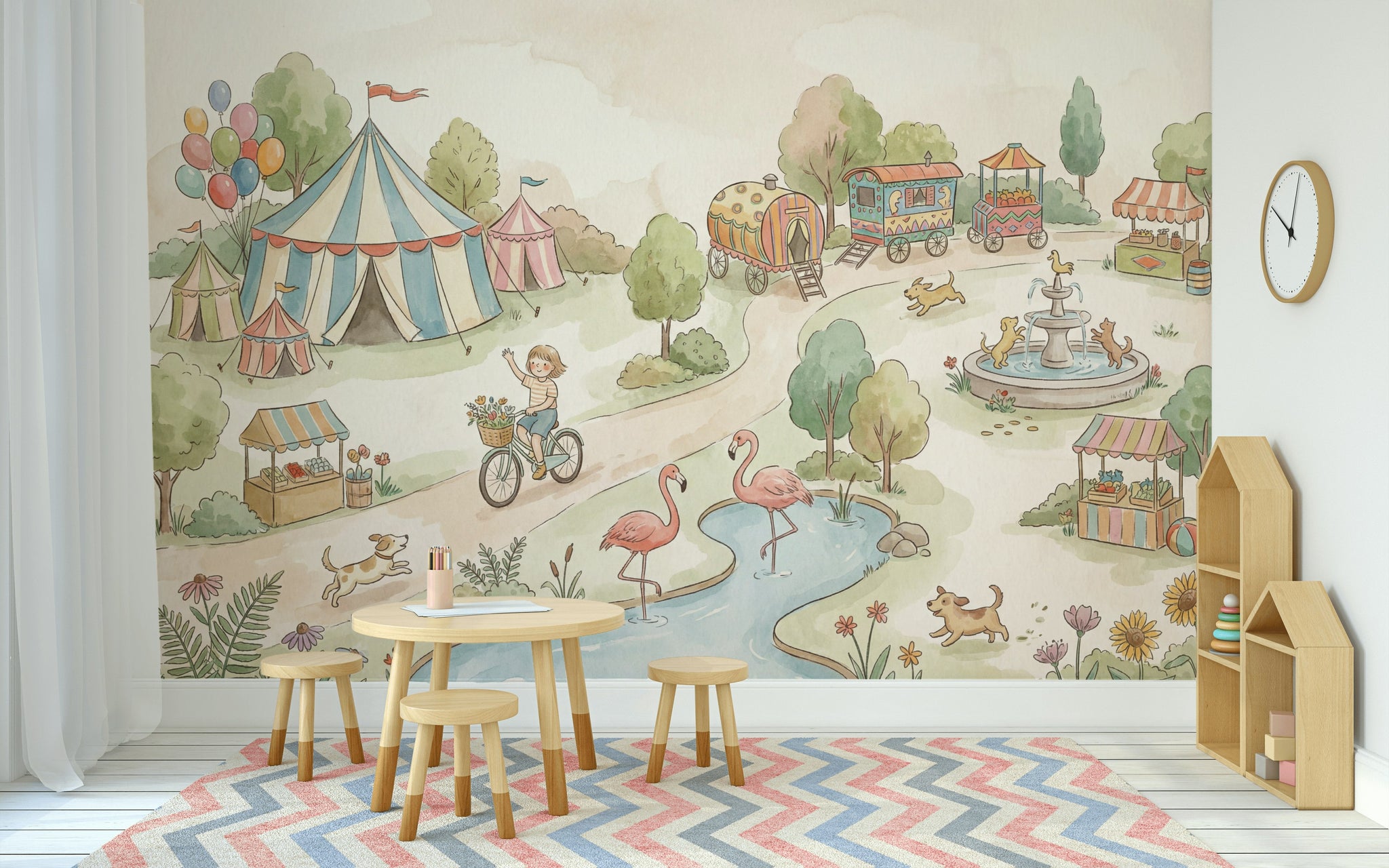 Sirk ve Lunapark Temalı Poster Duvar Kağıdı Çocuk Odası
