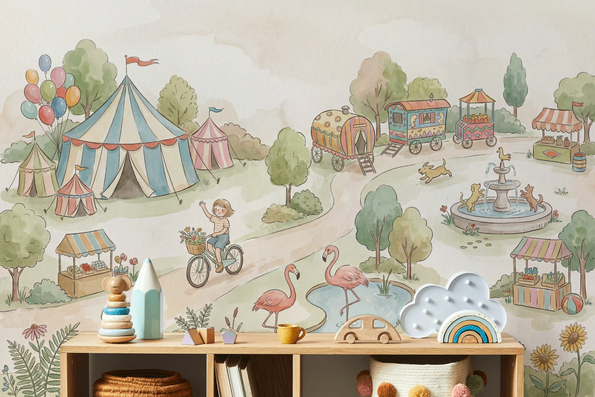 Sirk ve Lunapark Temalı Poster Duvar Kağıdı Çocuk Odası