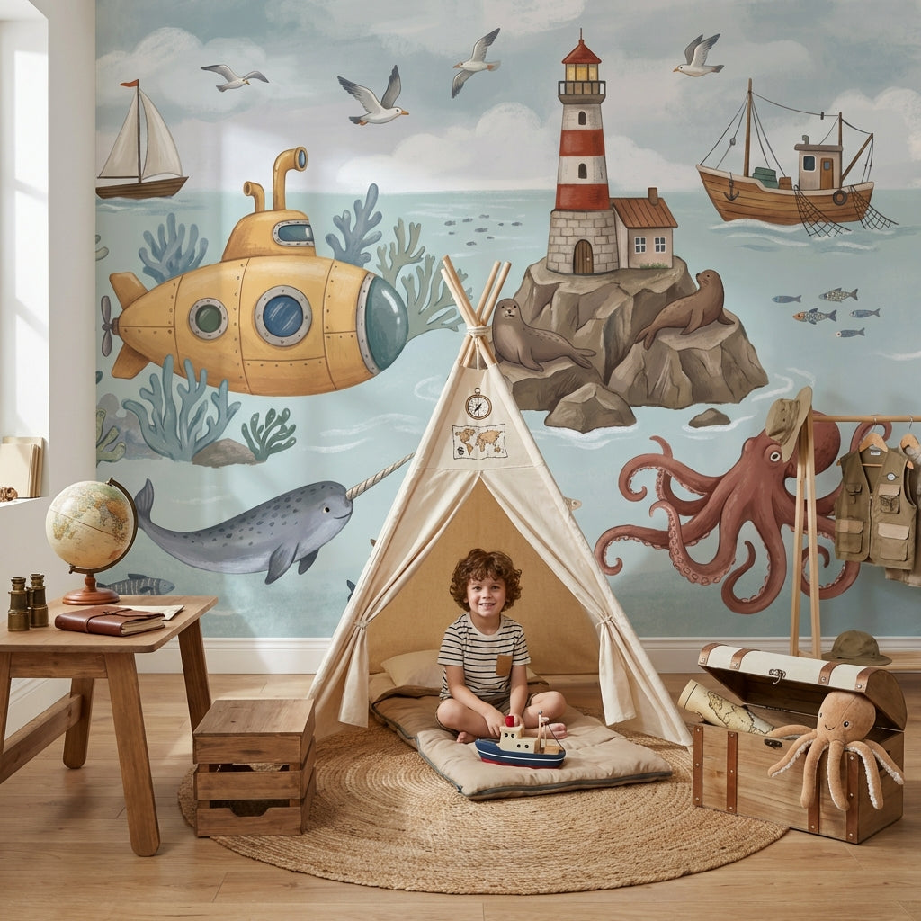 Denizaltı ve Deniz Canlıları Poster Duvar Kağıdı Çocuk Odası