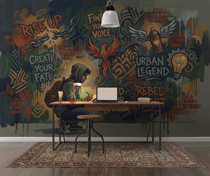 Sokak Sanatı Graffiti Poster Duvar Kağıdı Genç Odası Turuncu