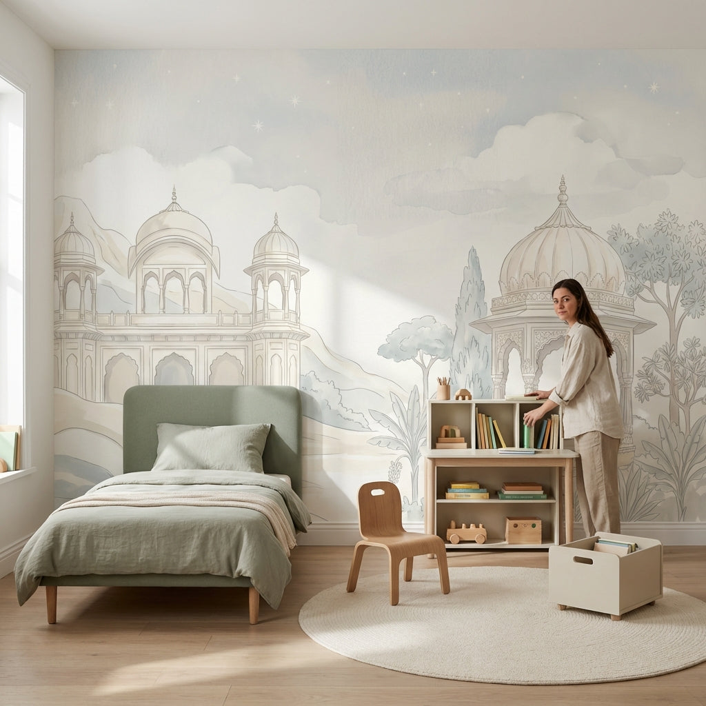 Hint Sarayı İllüstrasyon Poster Duvar Kağıdı Pastel Çocuk Odası