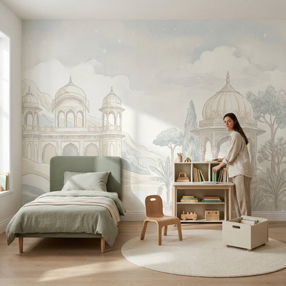Hint Sarayı İllüstrasyon Poster Duvar Kağıdı Pastel Çocuk Odası