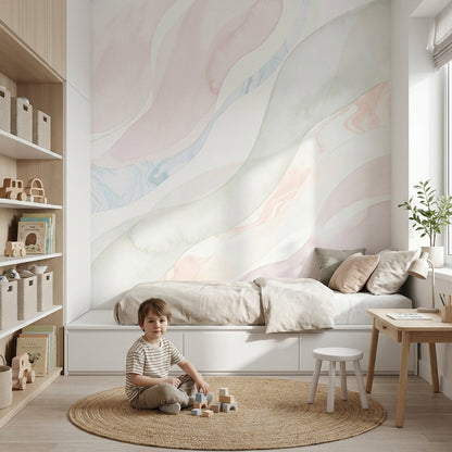 Pastel Soyut Dalgalı Poster Duvar Kağıdı Çocuk Odası