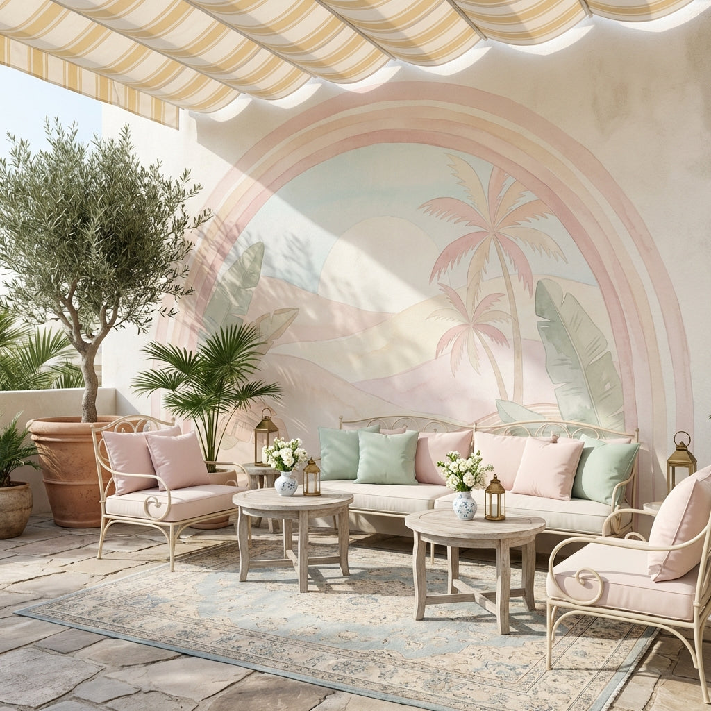 Pastel Tropikal Gün Batımı Poster Duvar Kağıdı Salon Duvarı
