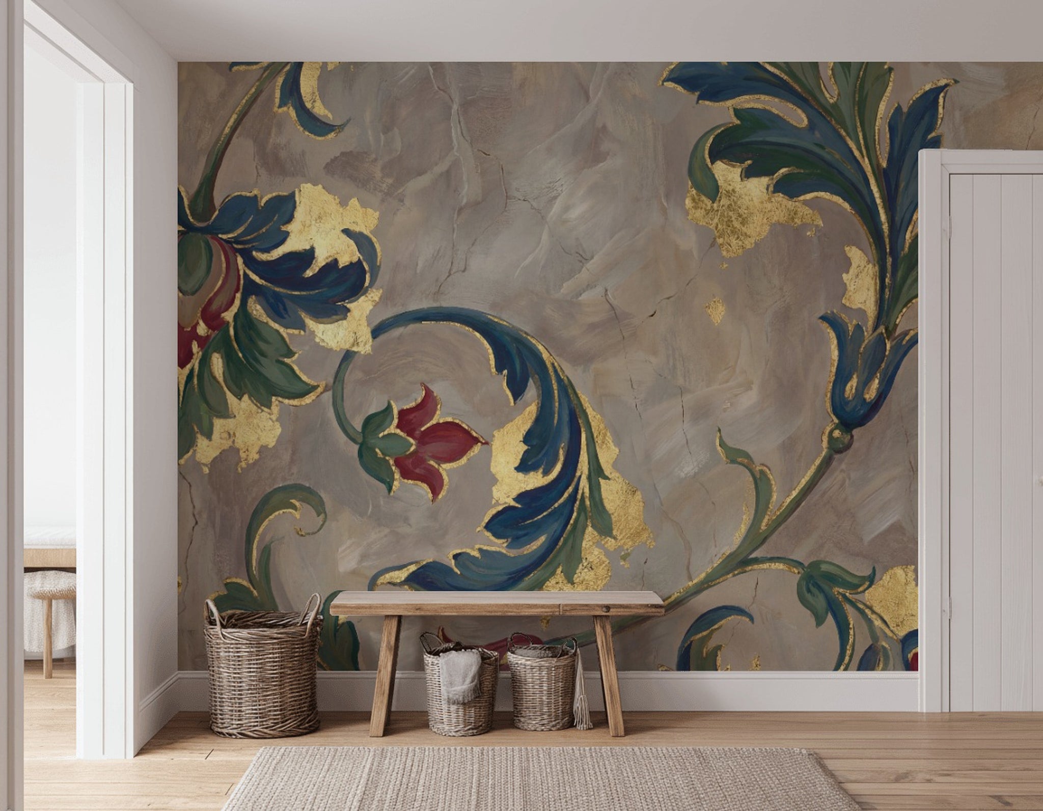Osmanlı Motifli Poster Duvar Kağıdı Bej Klasik Salon