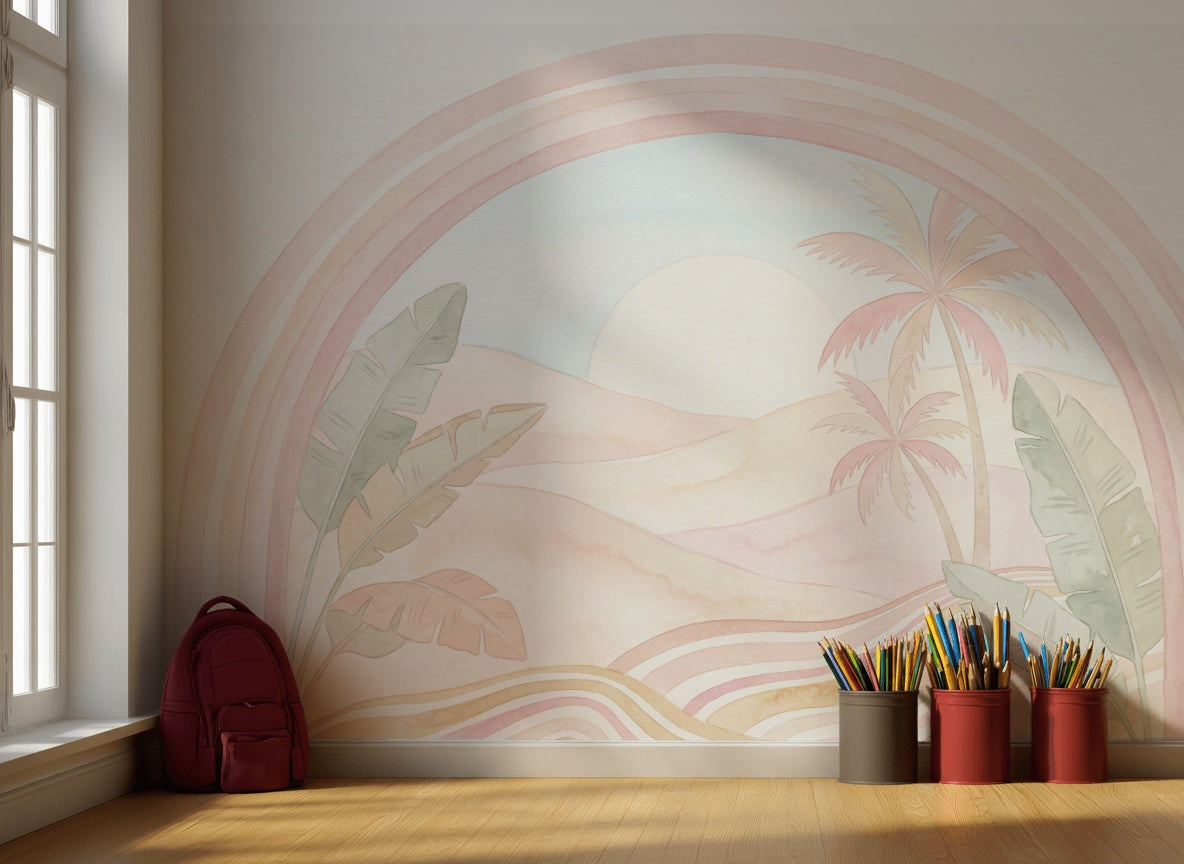 Pastel Tropikal Gün Batımı Poster Duvar Kağıdı Salon Duvarı