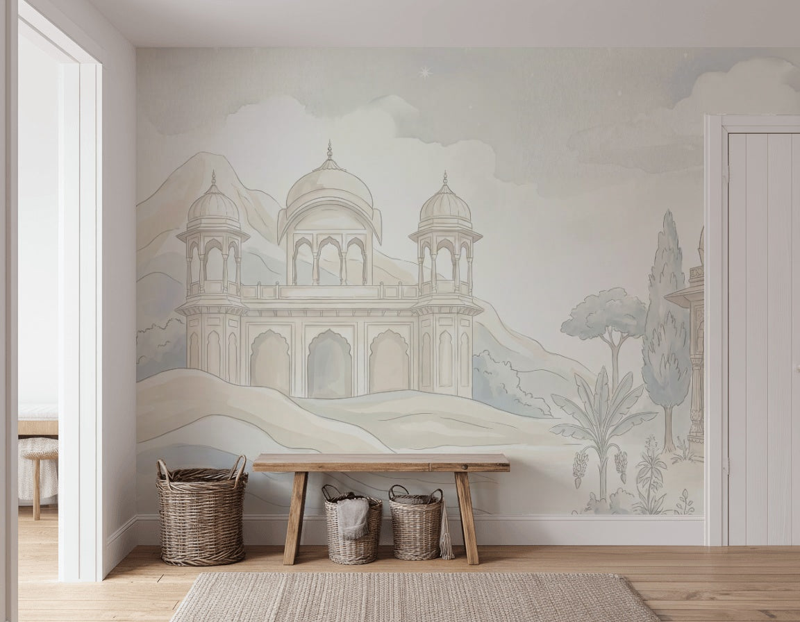 Hint Sarayı İllüstrasyon Poster Duvar Kağıdı Pastel Çocuk Odası