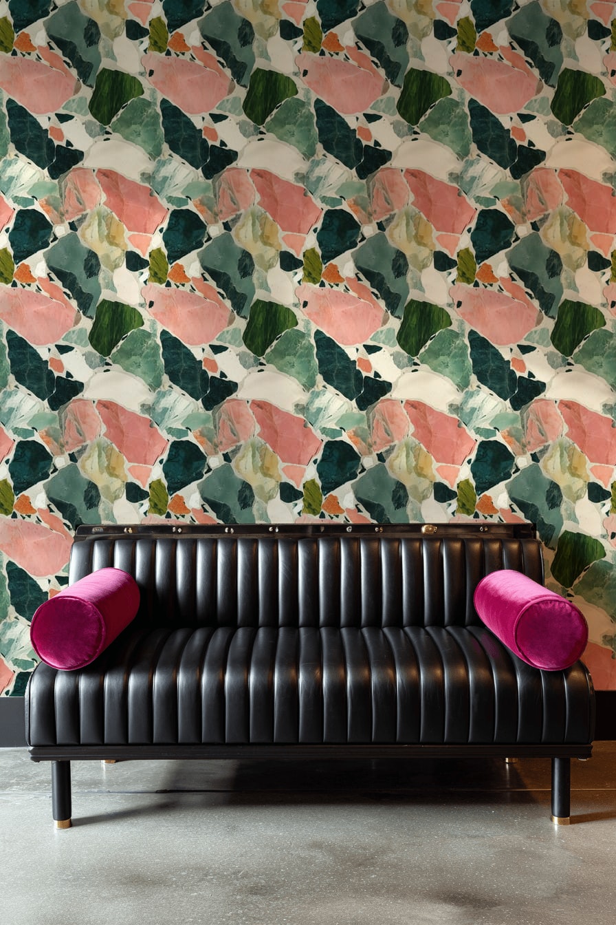 Renkli Terrazzo Desenli Duvar Kağıdı Modern Salon Duvar Dekoru