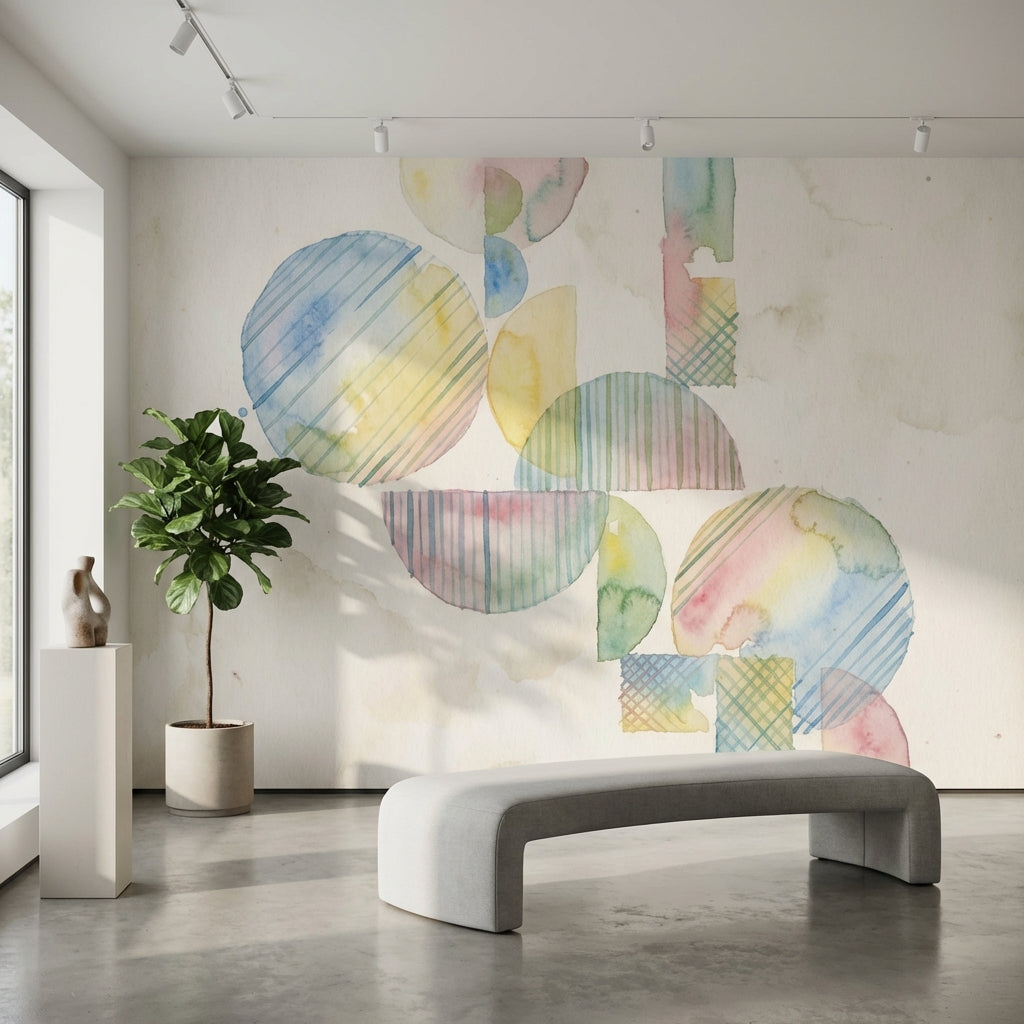 Pastel Soyut Geometrik Poster Duvar Kağıdı Modern Salon Duvarı