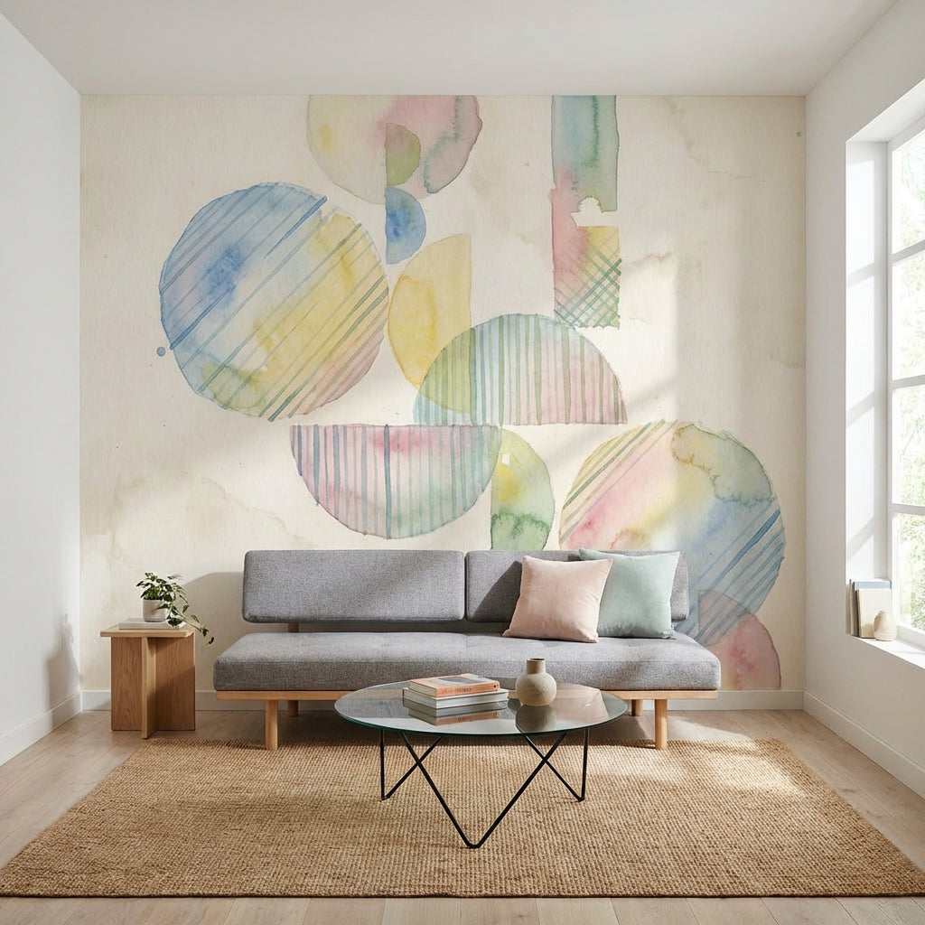 Pastel Soyut Geometrik Poster Duvar Kağıdı Modern Salon Duvarı