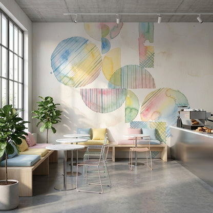 Pastel Soyut Geometrik Poster Duvar Kağıdı Modern Salon Duvarı