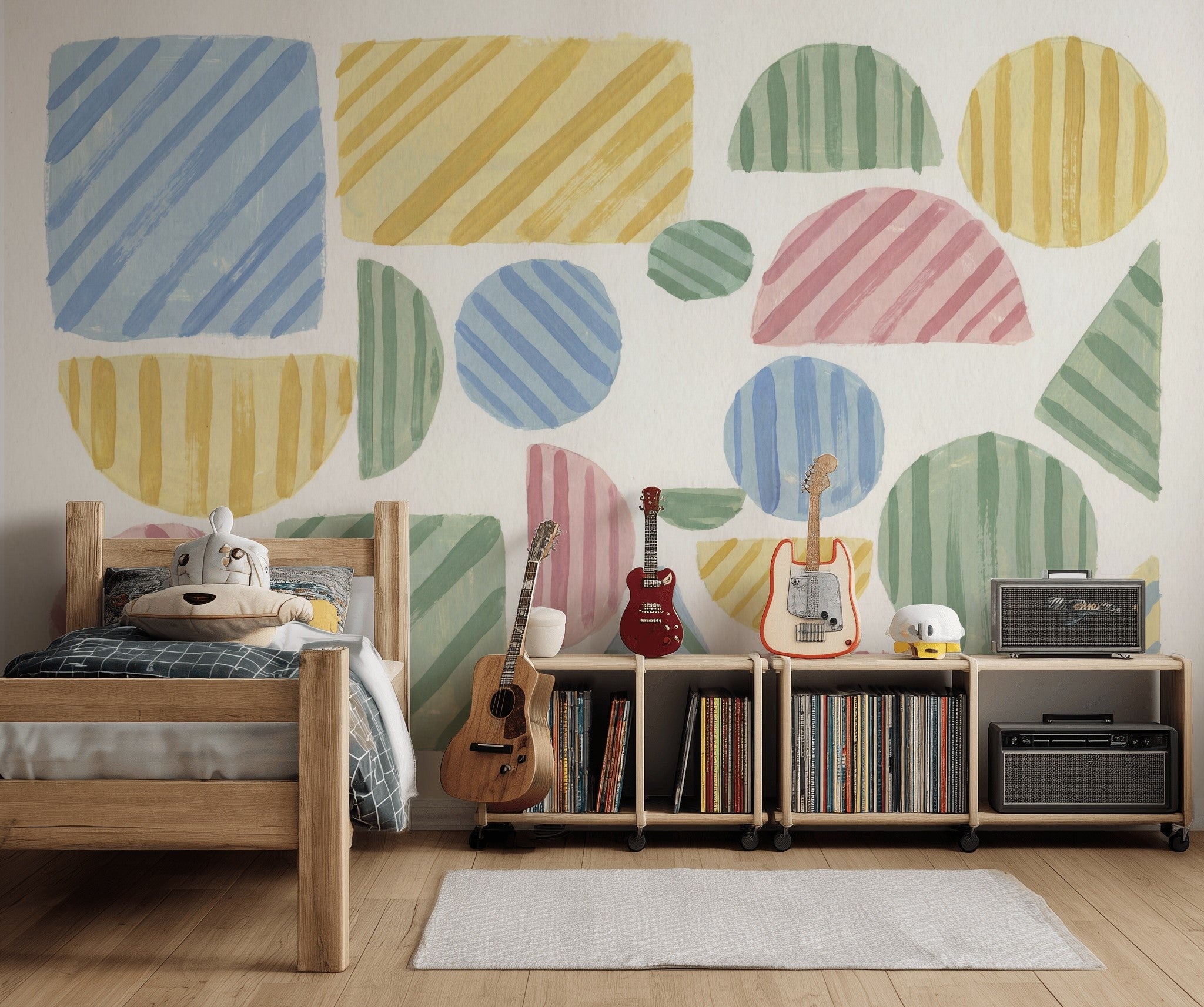 Renkli Geometrik Şekiller Poster Duvar Kağıdı Çocuk Odası