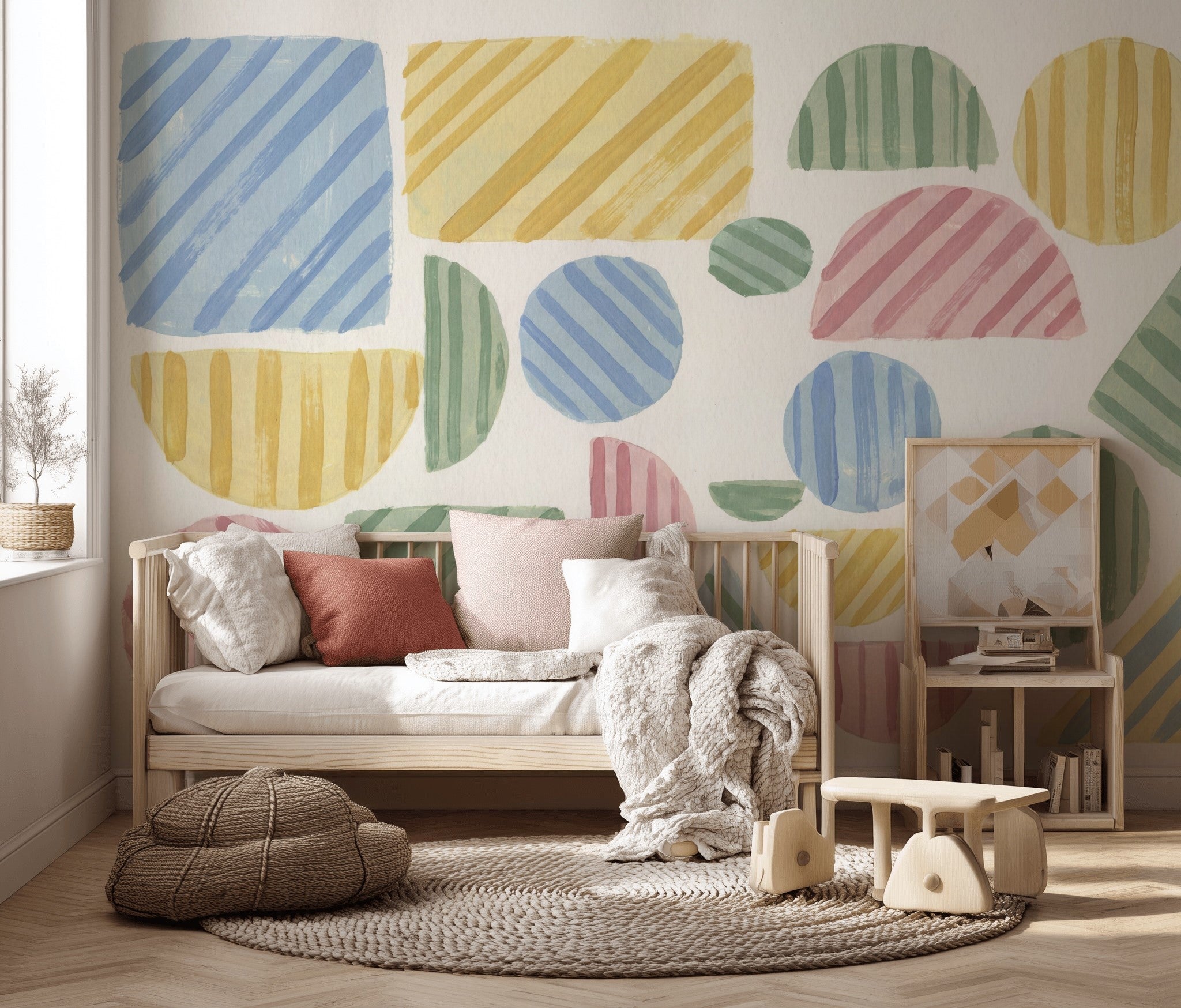 Renkli Geometrik Şekiller Poster Duvar Kağıdı Çocuk Odası
