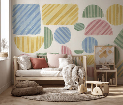 Renkli Geometrik Şekiller Poster Duvar Kağıdı Çocuk Odası