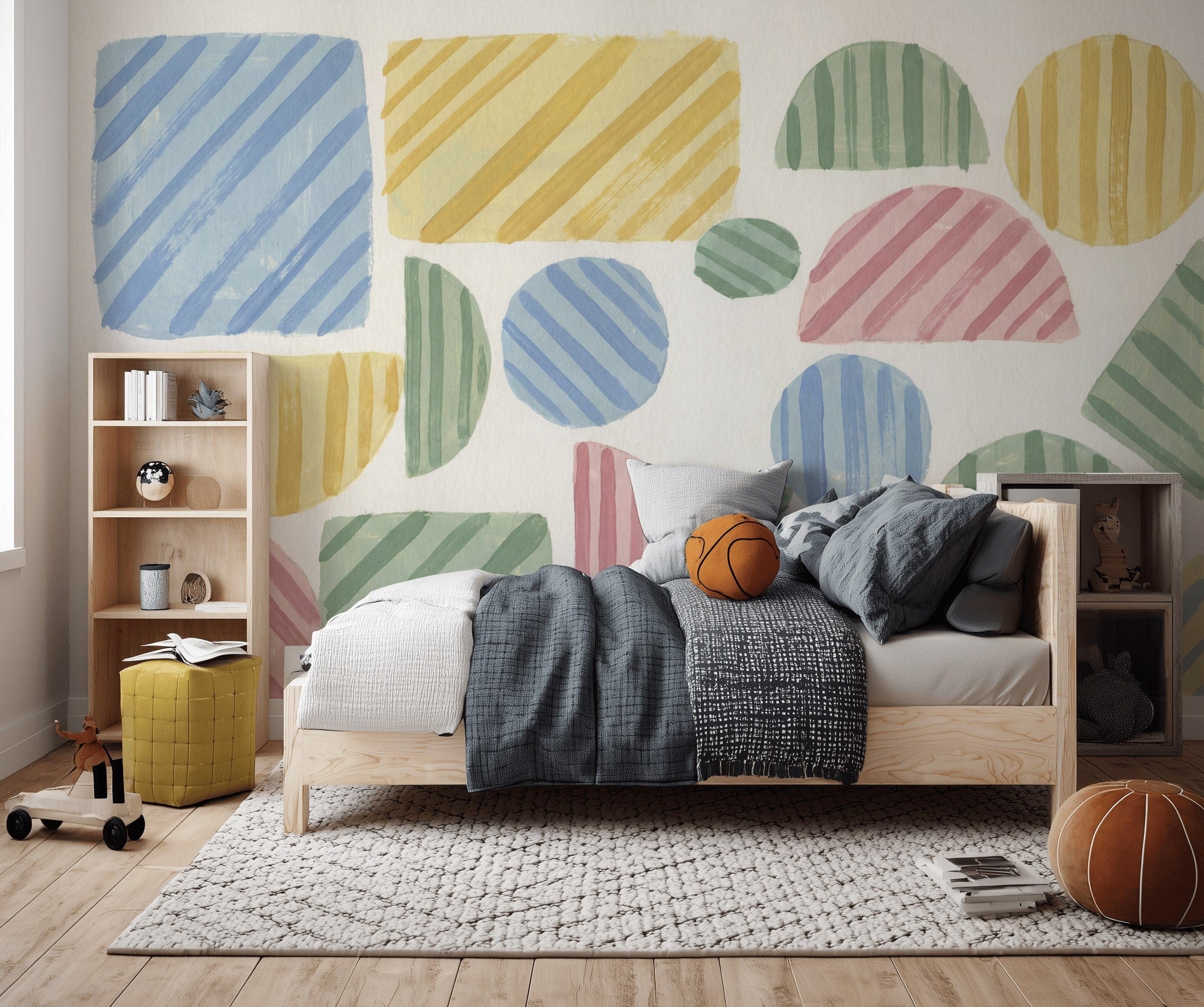 Renkli Geometrik Şekiller Poster Duvar Kağıdı Çocuk Odası