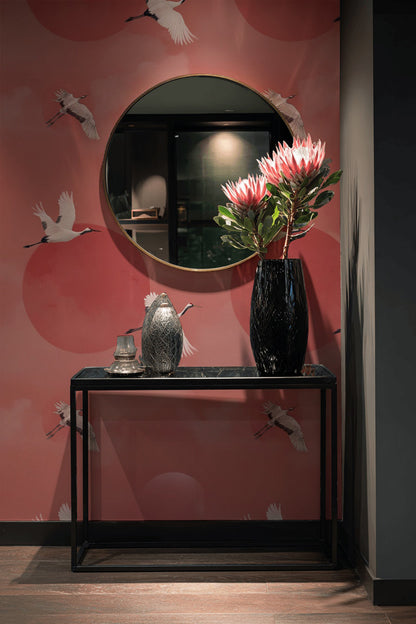 Turnalı Duvar Kağıdı Kiremit Kırmızı Gökyüzü Desenli Salon