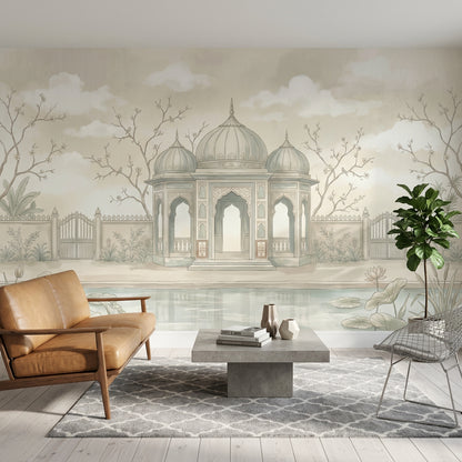 Hint Sarayı Manzaralı Poster Duvar Kağıdı Bej Tonlarda Salon