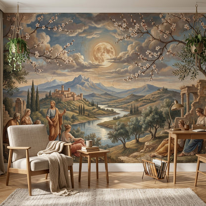 Ay Işığında Klasik Manzara Poster Duvar Kağıdı Salon
