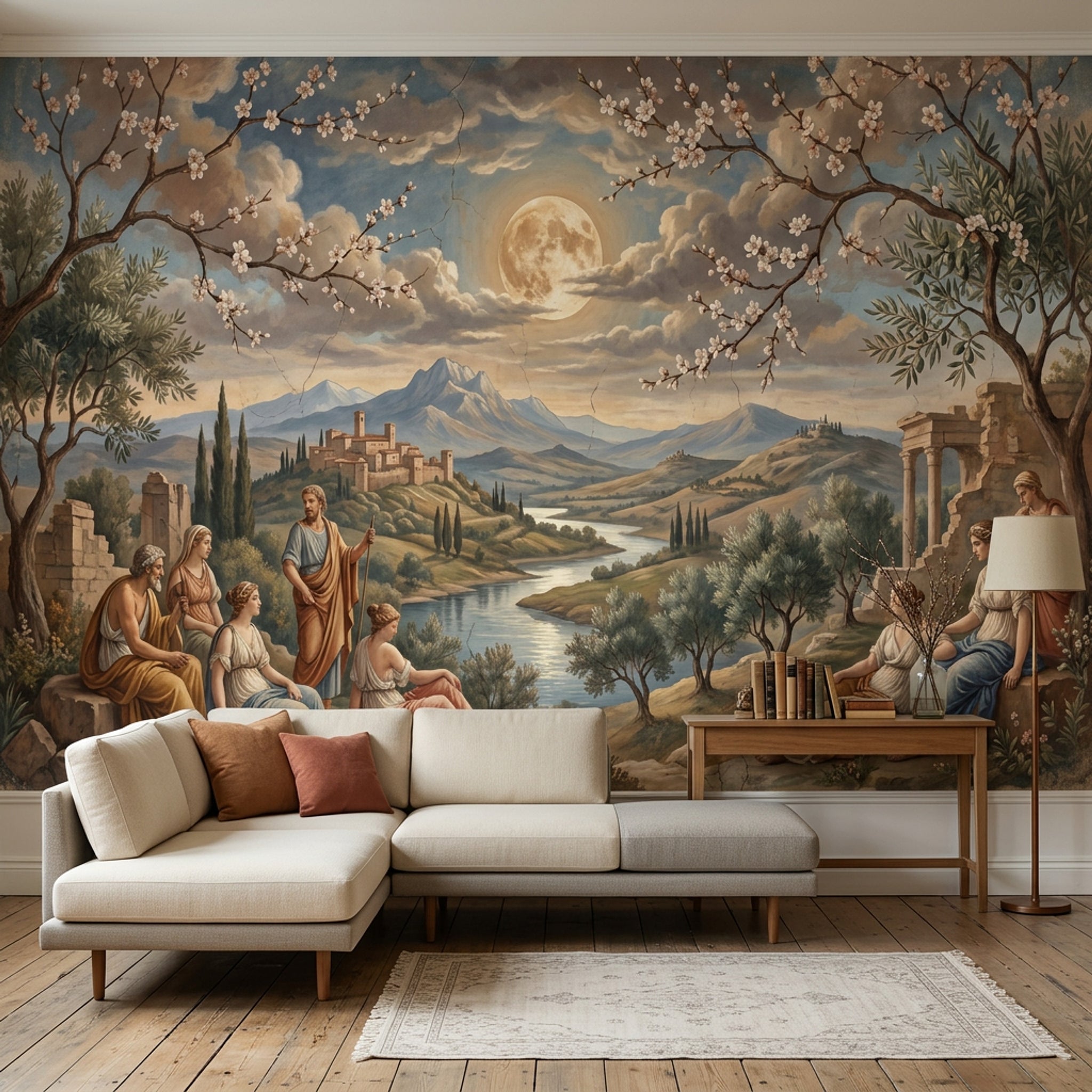 Ay Işığında Klasik Manzara Poster Duvar Kağıdı Salon