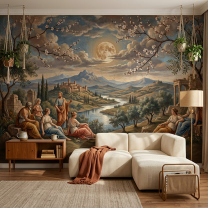 Ay Işığında Klasik Manzara Poster Duvar Kağıdı Salon