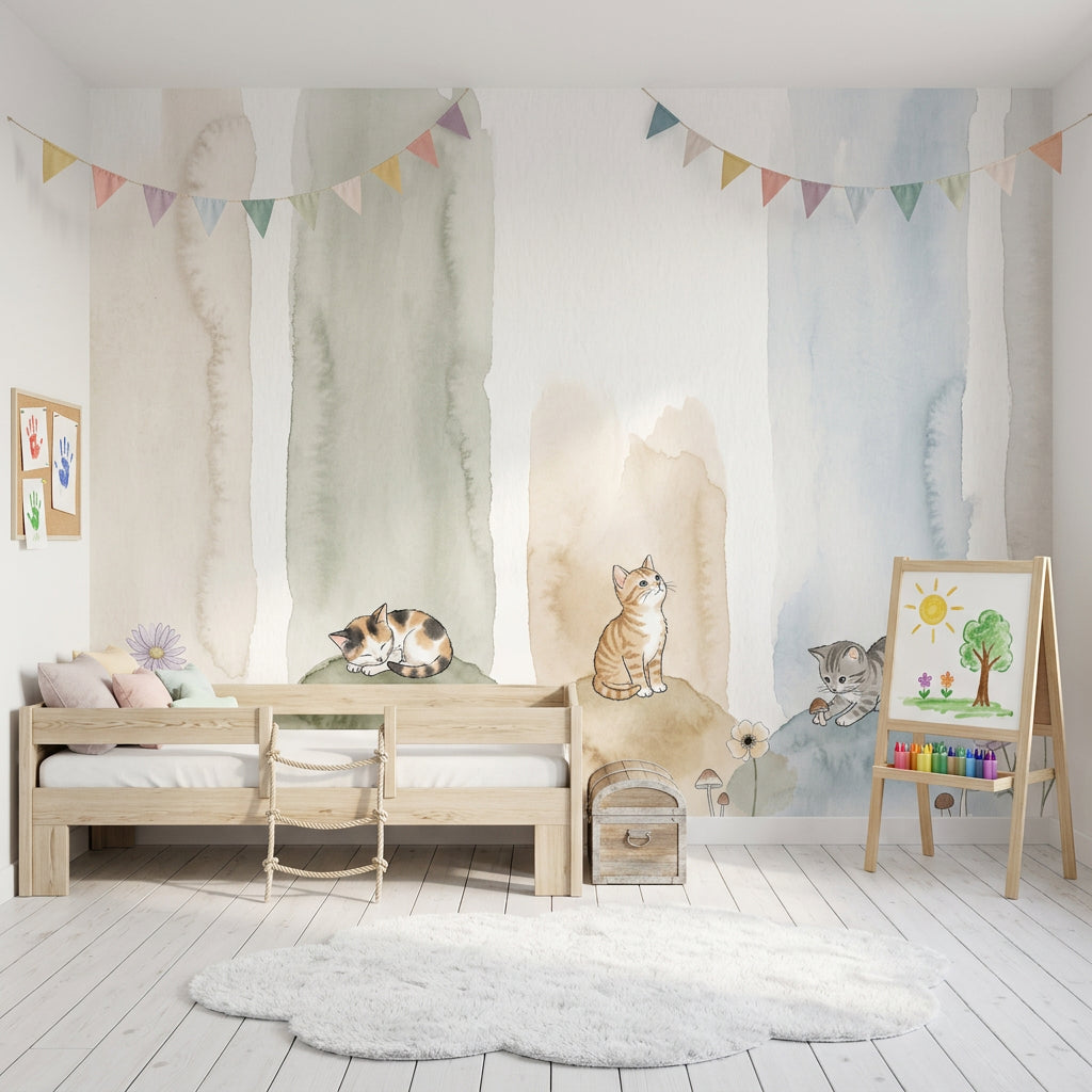 Suluboya Kedili Poster Duvar Kağıdı Pastel Çocuk Odası