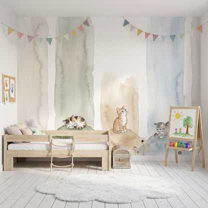 Suluboya Kedili Poster Duvar Kağıdı Pastel Çocuk Odası