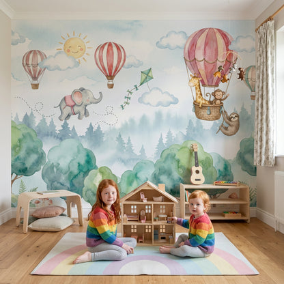 Balonlu Hayvanlar Poster Duvar Kağıdı Pastel Çocuk Odası