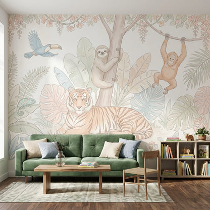 Pastel Orman Hayvanları Poster Duvar Kağıdı Çocuk Odası