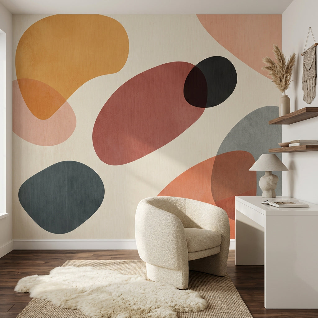 Soyut Renk Bloklu Poster Duvar Kağıdı Modern Salon Duvarı