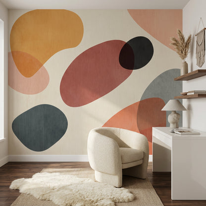 Soyut Renk Bloklu Poster Duvar Kağıdı Modern Salon Duvarı
