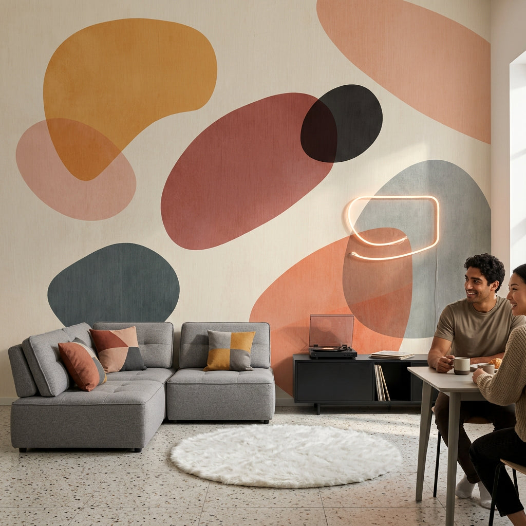 Soyut Renk Bloklu Poster Duvar Kağıdı Modern Salon Duvarı
