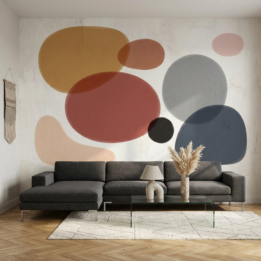 Soyut Renkli Daireler Poster Duvar Kağıdı Modern Salon