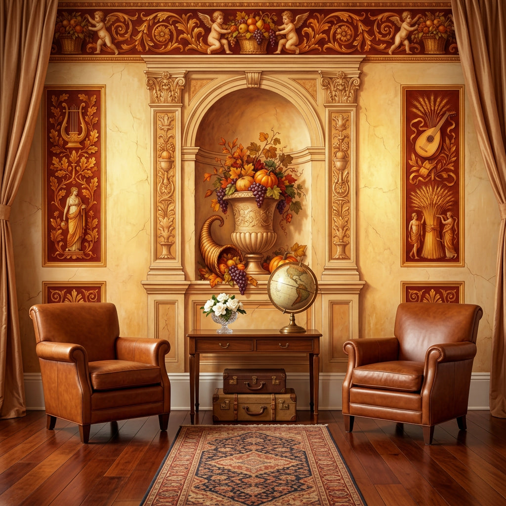 Klasik Niş İçinde Natürmort Poster Duvar Kağıdı Bej Kahverengi