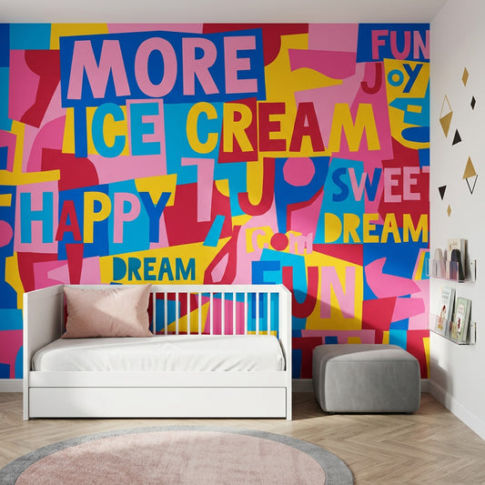 Renkli Tipografik Poster Duvar Kağıdı Genç Odası Pop Art