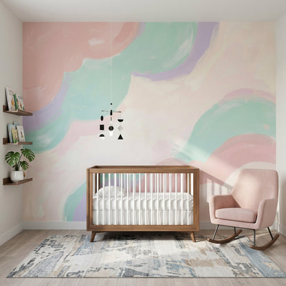 Pastel Soyut Poster Duvar Kağıdı Mint Pembe Bebek Odası