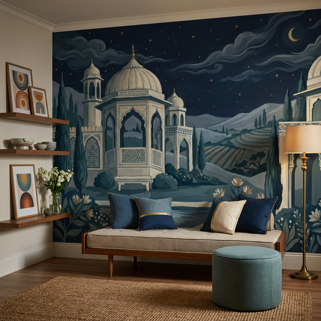 Gece Manzaralı Kubbe Mimari Poster Duvar Kağıdı Salon