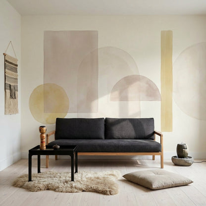 Soyut Geometrik Poster Duvar Kağıdı Bej Tonlarda Minimal Salon