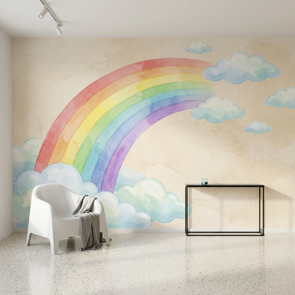 Bulutlu Gökkuşağı Poster Duvar Kağıdı Pastel Çocuk Odası