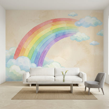 Bulutlu Gökkuşağı Poster Duvar Kağıdı Pastel Çocuk Odası