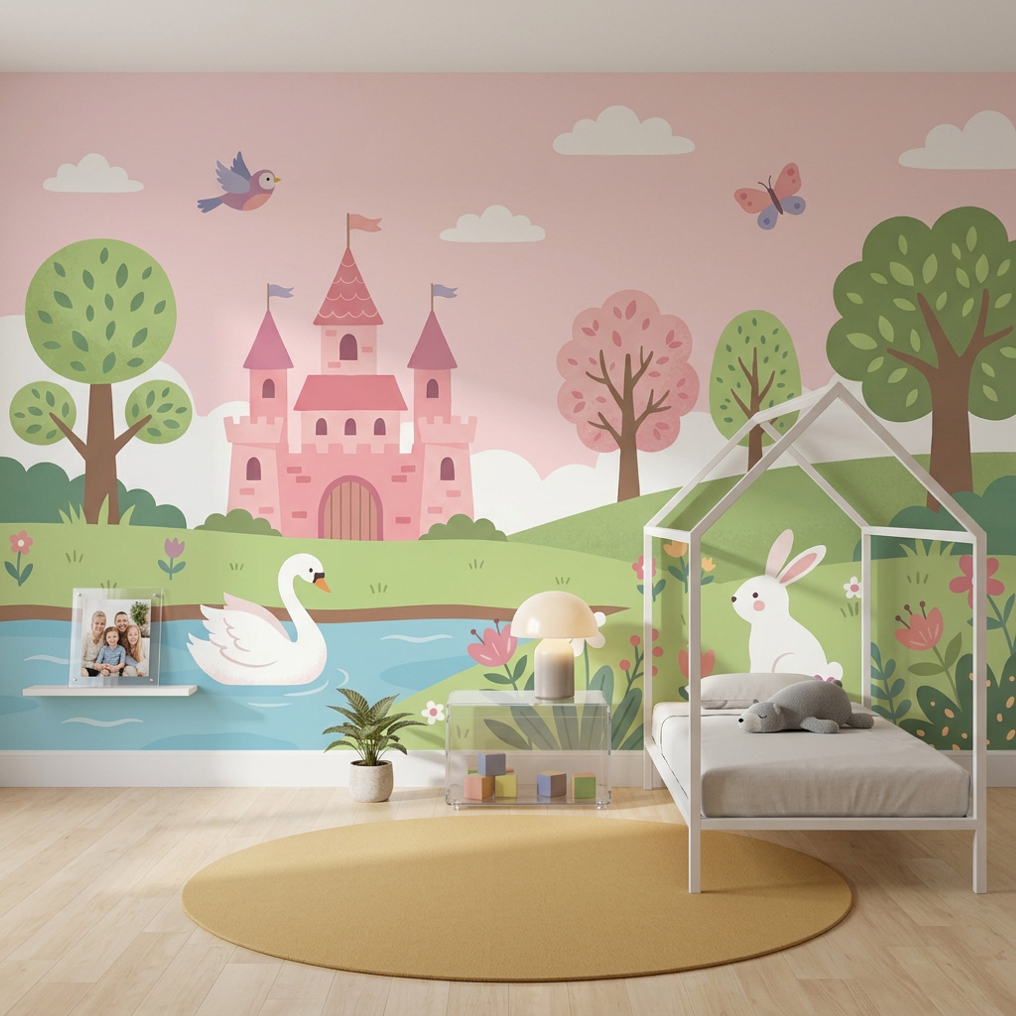 Masal Şatosu Poster Duvar Kağıdı Pembe Çocuk Odası