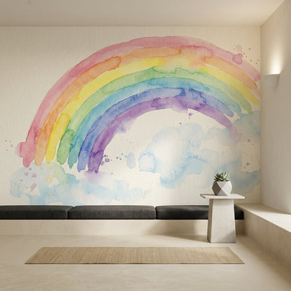 Sulu Boya Gökkuşağı Poster Duvar Kağıdı Pastel Çocuk Odası